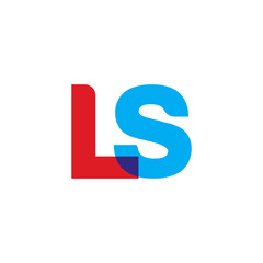 Initial letter LS, overlapping transparent uppercase logo, modern red blue color