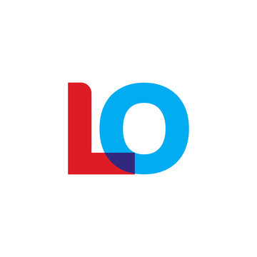 Initial letter LO, overlapping transparent uppercase logo, modern red blue color