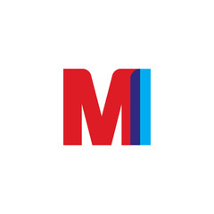 Initial letter MI, overlapping transparent uppercase logo, modern red blue color