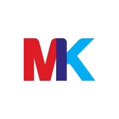 Initial letter MK, overlapping transparent uppercase logo, modern red blue color