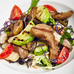 Salad with Grill Meat and Grill Vegetable