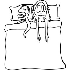 old couple sleeps in a double bed