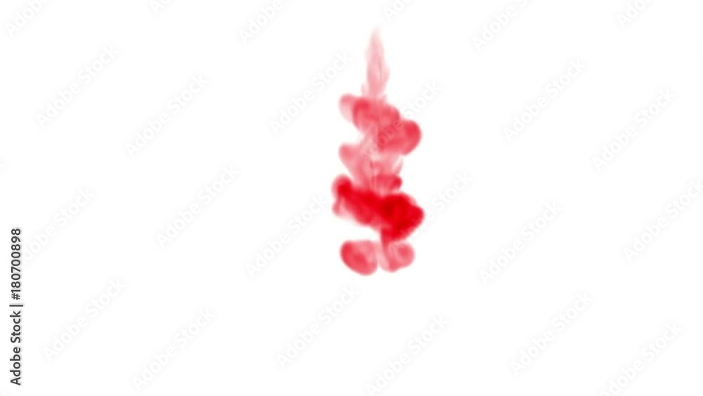 Poster close-up shot of a drop ink in liquid. red dye mixes in water and move in slow motion. use for inky 