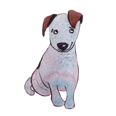 Fototapeta premium JackRussel terrier dog puppy hand drawing watercolor