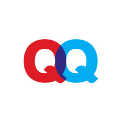 Initial letter QQ, overlapping transparent uppercase logo, modern red blue color