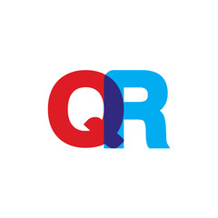 Initial letter QR, overlapping transparent uppercase logo, modern red blue color