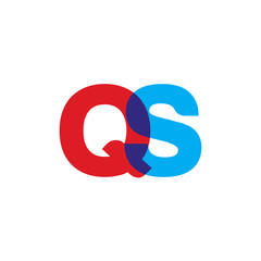 Initial letter QS, overlapping transparent uppercase logo, modern red blue color