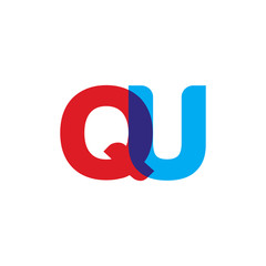 Initial letter QU, overlapping transparent uppercase logo, modern red blue color