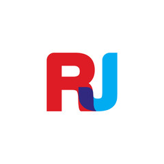 Initial letter RJ, overlapping transparent uppercase logo, modern red blue color