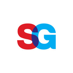 Initial letter SG, overlapping transparent uppercase logo, modern red blue color