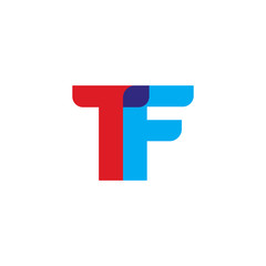 Obraz premium Initial letter TF, overlapping transparent uppercase logo, modern red blue color