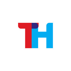 Fototapeta premium Initial letter TH, overlapping transparent uppercase logo, modern red blue color