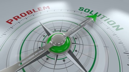 Problem solved, compass arrow moving from problem to solution, business concept. Motivational compass concept
 - Powered by Adobe
