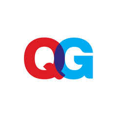 Initial letter QG, overlapping transparent uppercase logo, modern red blue color