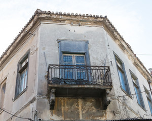 Fototapeta na wymiar Balcony on an old building in Greece