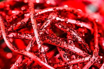 Close up of red Christmas decor