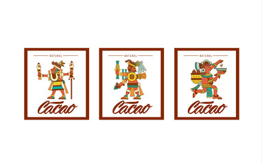 Aztec cacao pattern for chocolate package design.  Vector illustration.