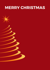 Abstract golden christmas tree, vertical greeting card