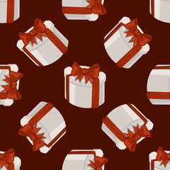 Cute gift boxes, presents for Christmas holidays. Seamless vector pattern.
