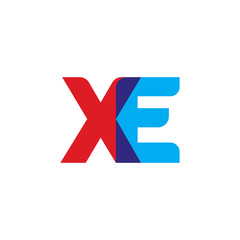 Obraz premium Initial letter XE, overlapping transparent uppercase logo, modern red blue color