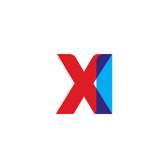 Obraz premium Initial letter XI, overlapping transparent uppercase logo, modern red blue color