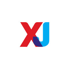 Obraz premium Initial letter XJ, overlapping transparent uppercase logo, modern red blue color