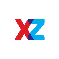 Initial letter XZ, overlapping transparent uppercase logo, modern red blue color