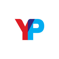 Initial letter YP, overlapping transparent uppercase logo, modern red blue color