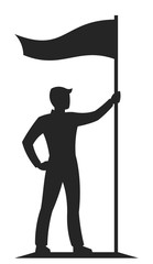 Man with flag on a white background