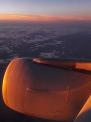 Sunset over a jet engine