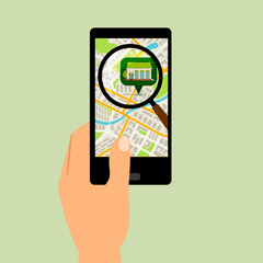 Smartphone with supermarket location map