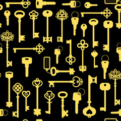 Vintage golden key seamless pattern