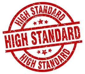 high standard round red grunge stamp