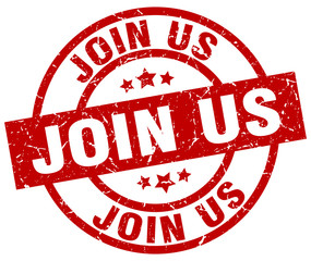 join us round red grunge stamp