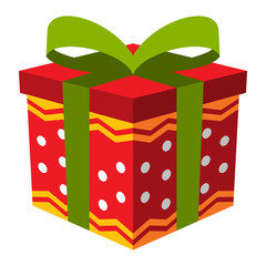 Colorful gift box icon with flat design style, flat color.