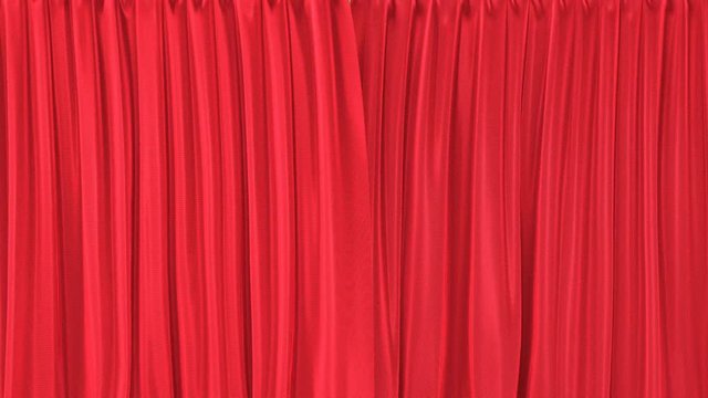 Stage or window textured red curtains realistic 3D animation, chroma key and alpha matte are included