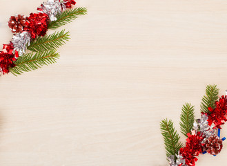 Obraz na płótnie Canvas christmas background with fir tree branches and garland
