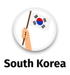 South Korea flag in hand