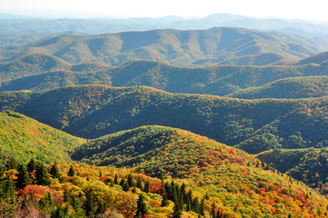 Appalachian Mountains fall landscape at Devil's Courthouse Overlook on the Blue Ridge Parkway in NC