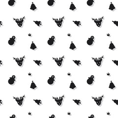 Obraz premium Christmas Holiday Symbols Seamless Pattern Clear Background