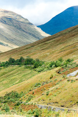 Great scottish mountains and highlands in sunlight at spectacular autumn