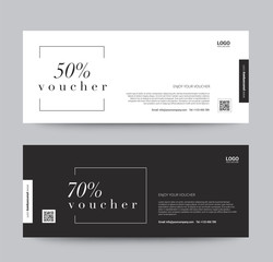 Gift Voucher Template Promotion Sale discount, black and white background, vector illustration