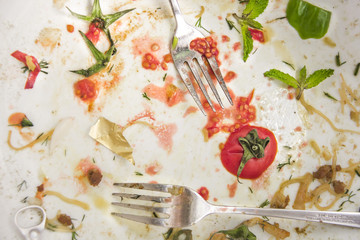 dirty dishes in sink