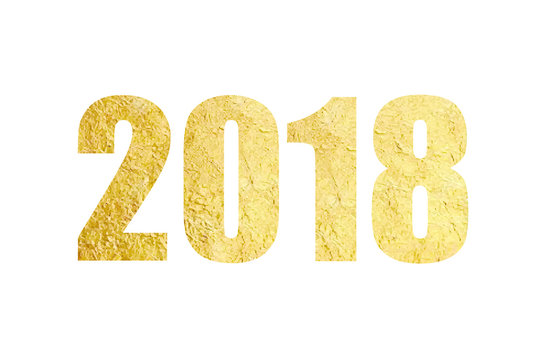 Happy New Year 2018. Gold Numbers Design of greeting card.