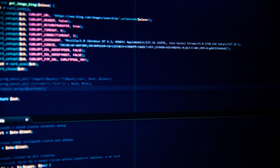 Screen with software developer code. 