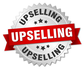 upselling round isolated silver badge