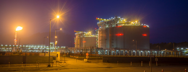 LNG terminal at night