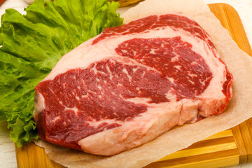 Rib eye raw steak