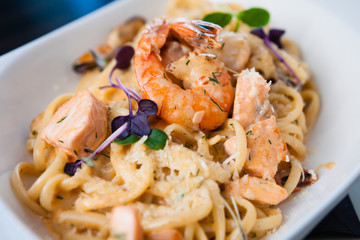 Creamy seafood pasta
