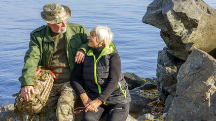 Naklejka premium Portrait of a loving elderly couple
